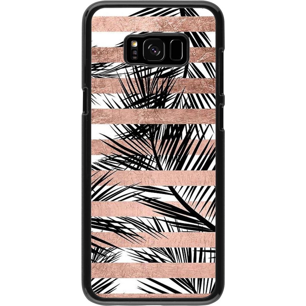 Coque Samsung Galaxy S8+ - Palm trees gold stripes