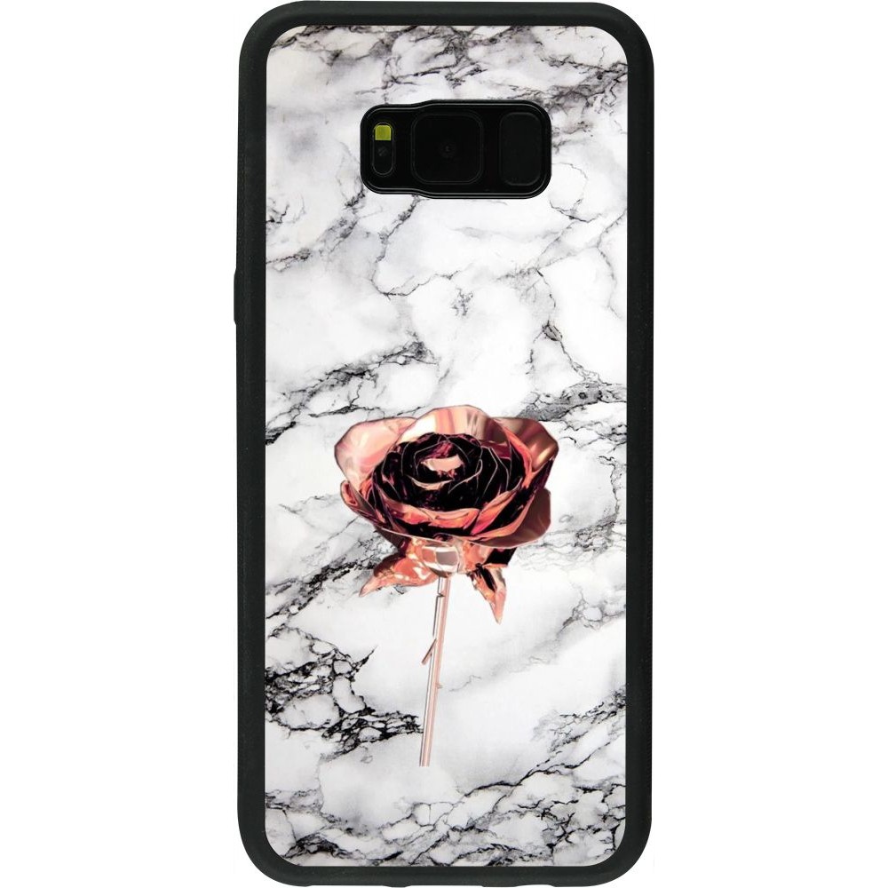Coque Samsung Galaxy S8+ - Silicone rigide noir Marble Rose Gold