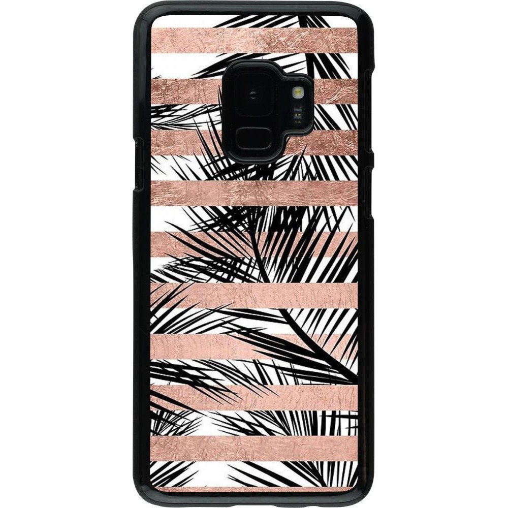 Coque Samsung Galaxy S9 - Palm trees gold stripes