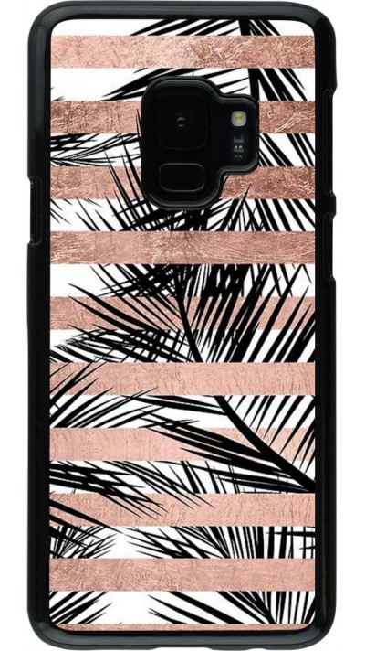 Hülle Samsung Galaxy S9 - Palm trees gold stripes