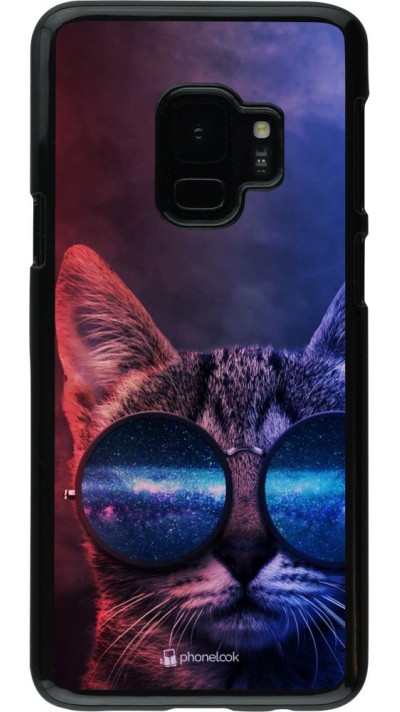 Hülle Samsung Galaxy S9 - Red Blue Cat Glasses