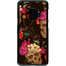 Hülle Samsung Galaxy S9 - Skulls and flowers