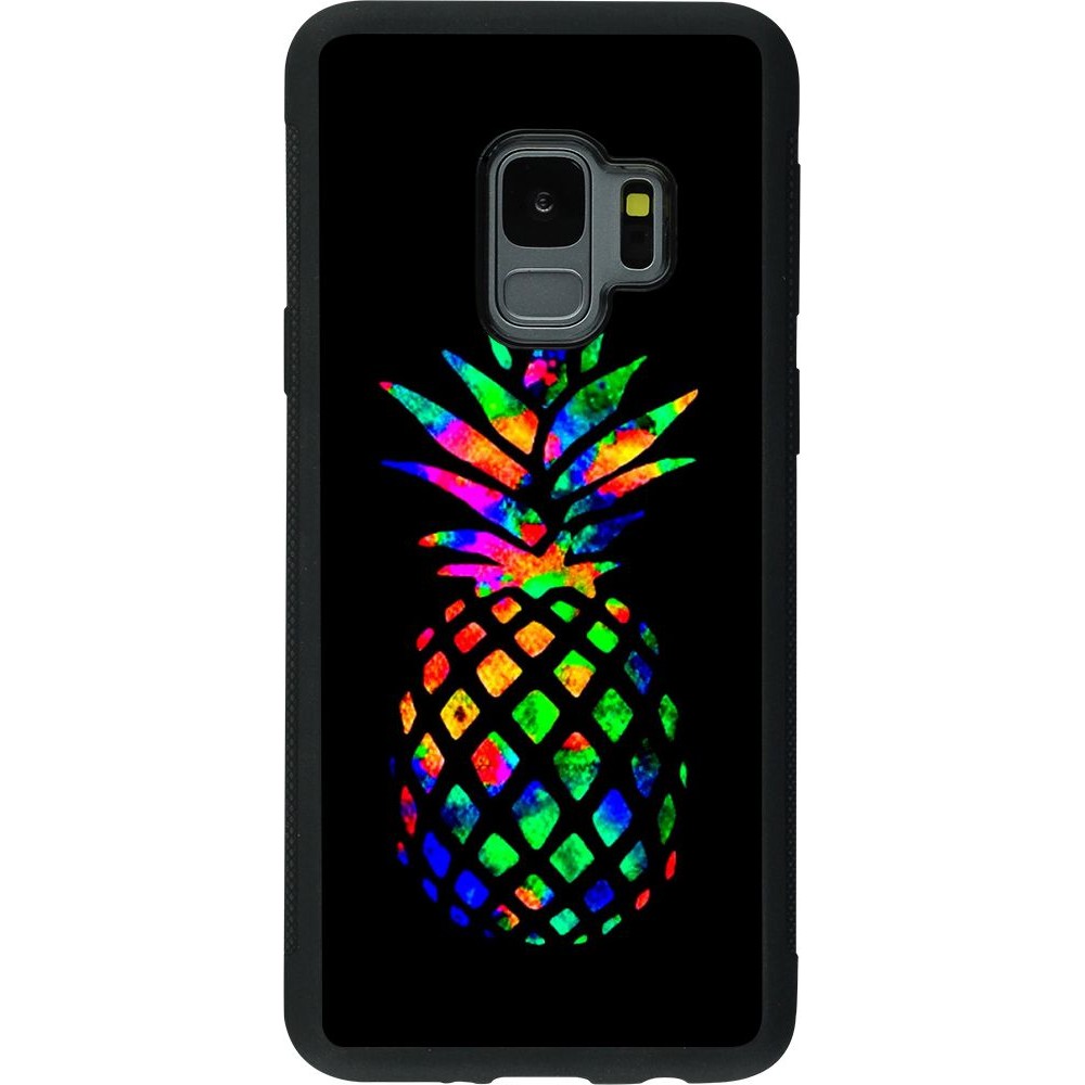 Coque Samsung Galaxy S9 - Silicone rigide noir Ananas Multi-colors