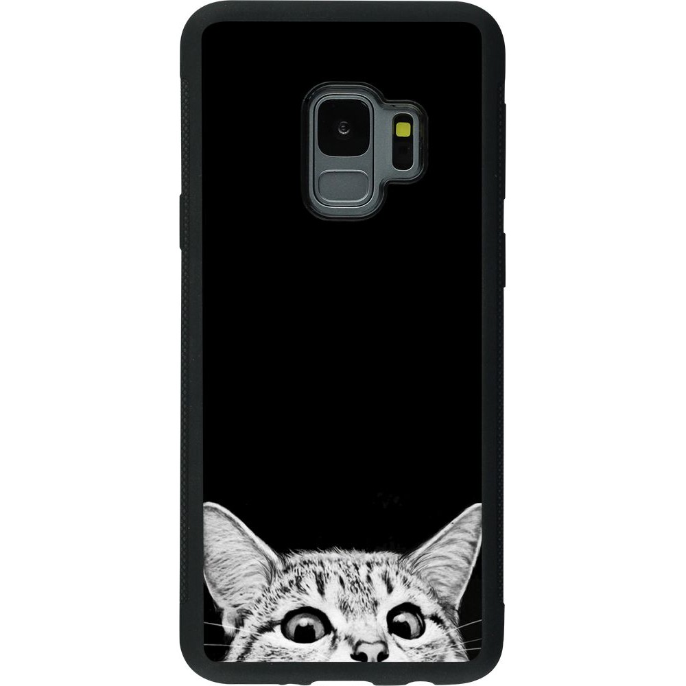 Coque Samsung Galaxy S9 - Silicone rigide noir Cat Looking Up Black