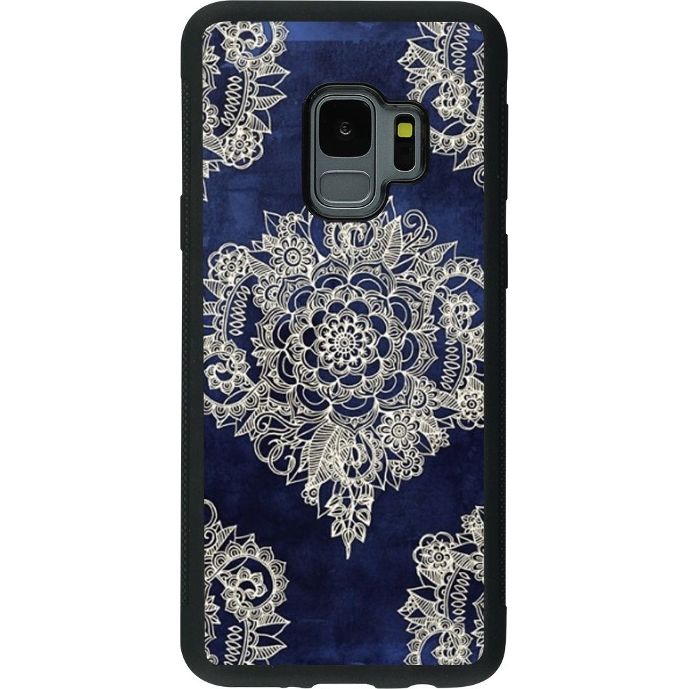 Coque Samsung Galaxy S9 - Silicone rigide noir Cream Flower Moroccan