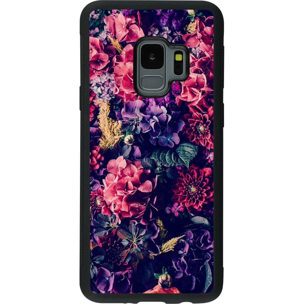 Coque Samsung Galaxy S9 - Silicone rigide noir Flowers Dark