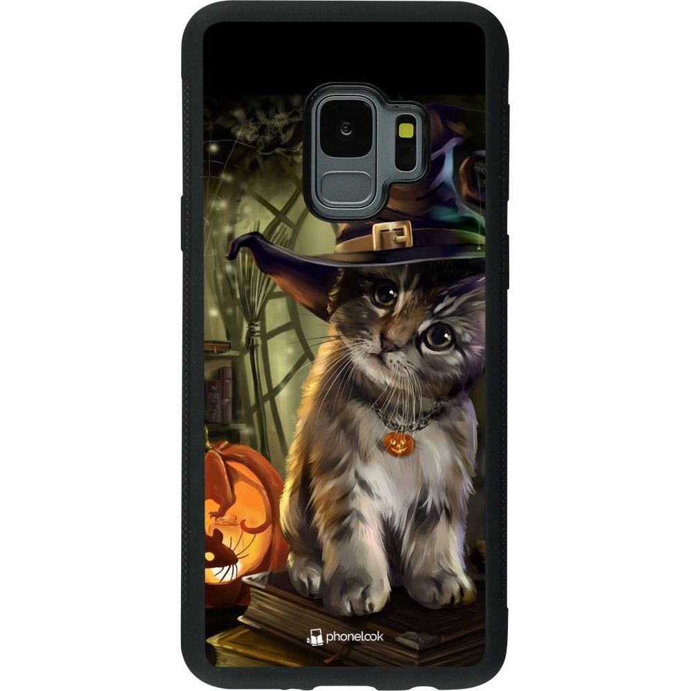 Coque Samsung Galaxy S9 - Silicone rigide noir Halloween 21 Witch cat