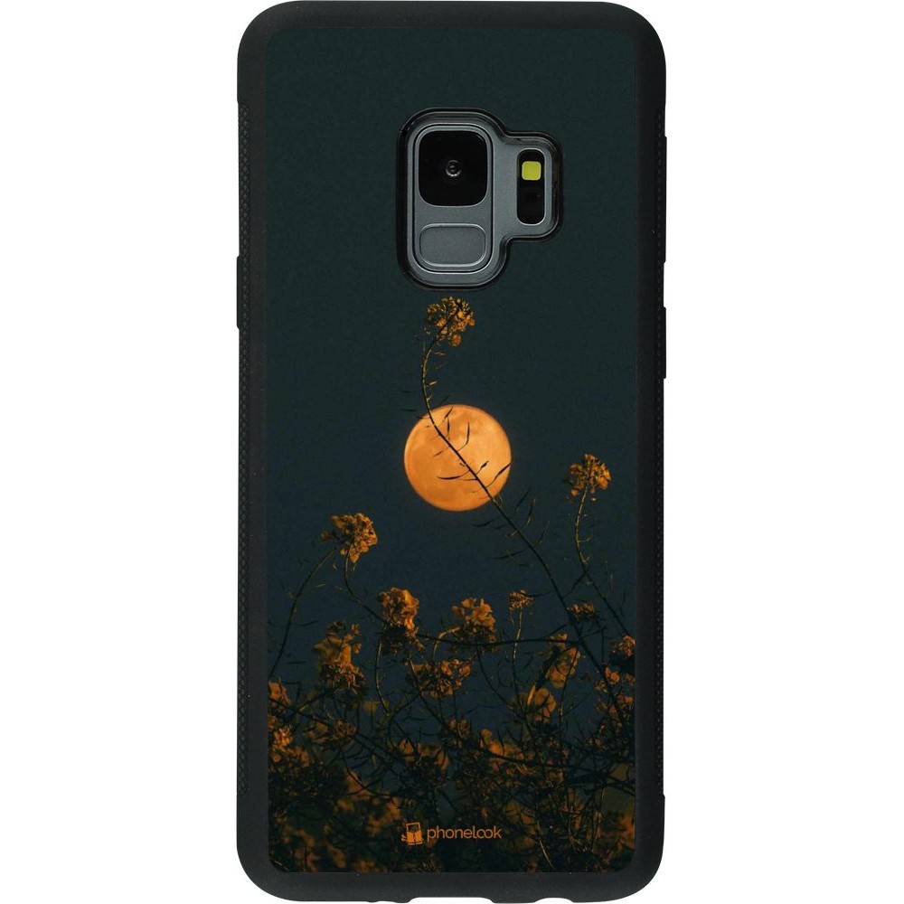 Coque Samsung Galaxy S9 - Silicone rigide noir Moon Flowers