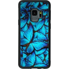 Hülle Samsung Galaxy S9 - Silikon schwarz Papillon - Bleu