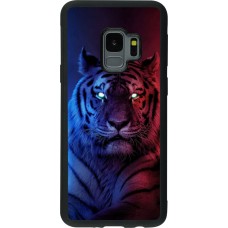 Coque Samsung Galaxy S9 - Silicone rigide noir Tiger Blue Red
