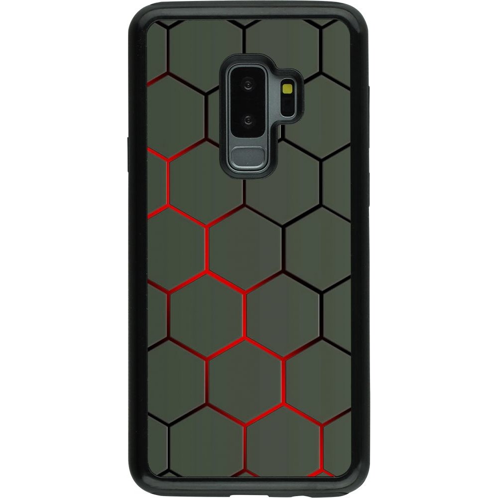 Hülle Samsung Galaxy S9+ - Hybrid Armor schwarz Geometric Line red