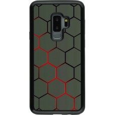 Hülle Samsung Galaxy S9+ - Hybrid Armor schwarz Geometric Line red