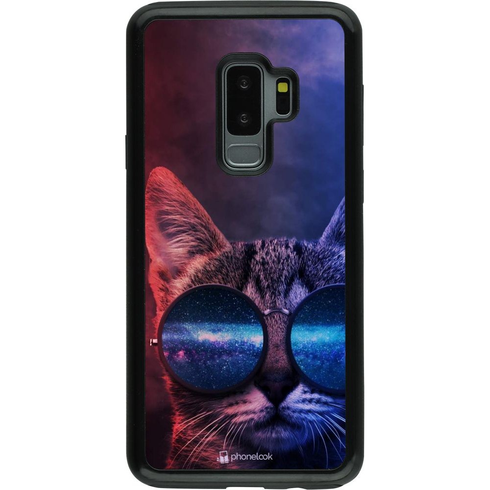 Hülle Samsung Galaxy S9+ - Hybrid Armor schwarz Red Blue Cat Glasses