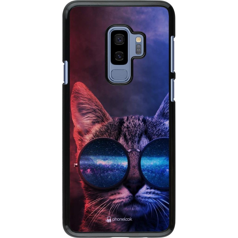 Hülle Samsung Galaxy S9+ - Red Blue Cat Glasses