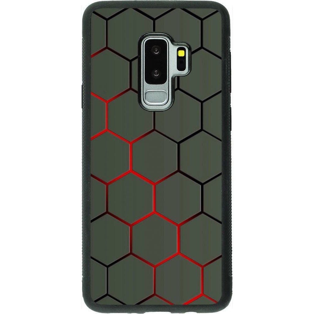 Coque Samsung Galaxy S9+ - Silicone rigide noir Geometric Line red