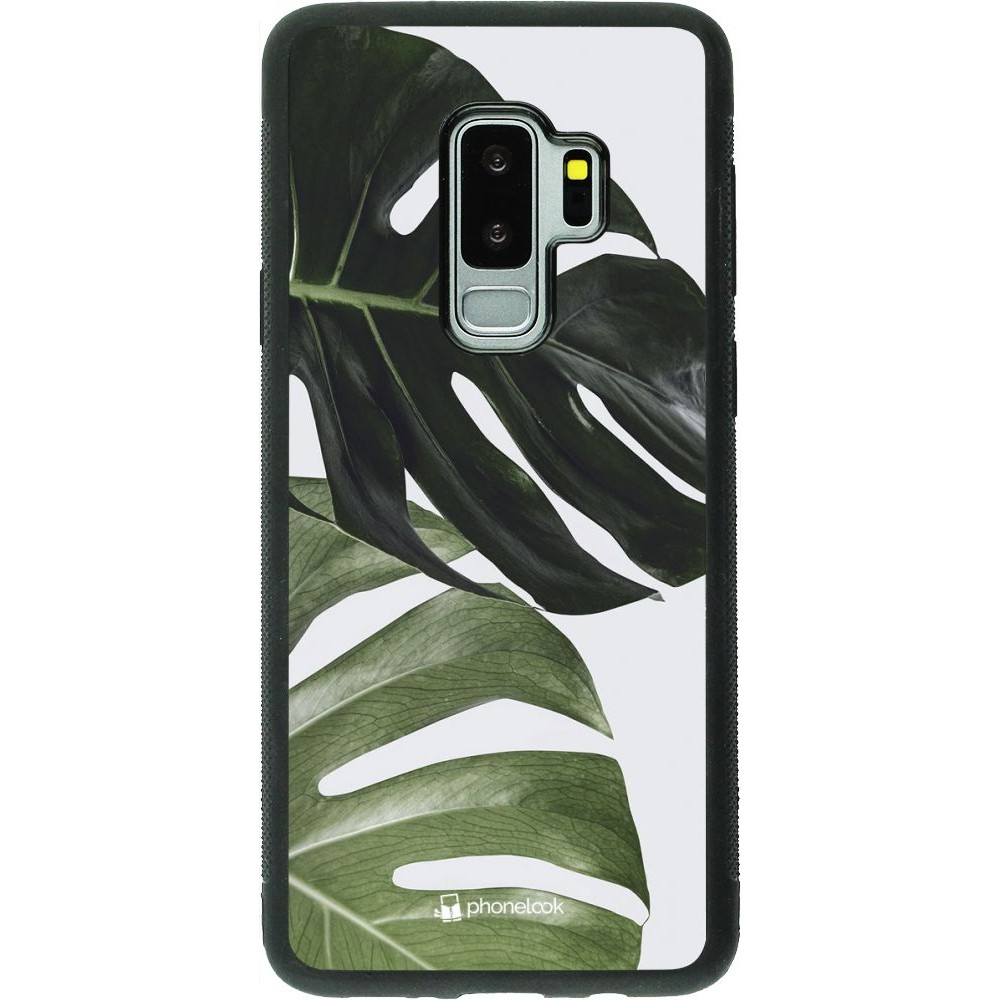 Hülle Samsung Galaxy S9+ - Silikon schwarz Monstera Plant
