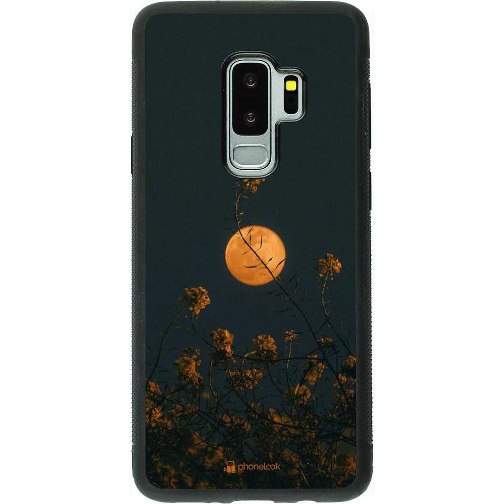 Coque Samsung Galaxy S9+ - Silicone rigide noir Moon Flowers