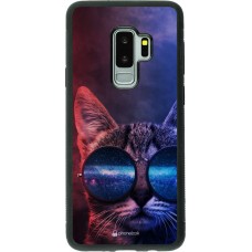 Hülle Samsung Galaxy S9+ - Silikon schwarz Red Blue Cat Glasses