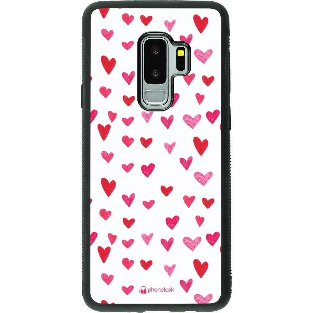 Coque Samsung Galaxy S9+ - Silicone rigide noir Valentine 2022 Many pink hearts