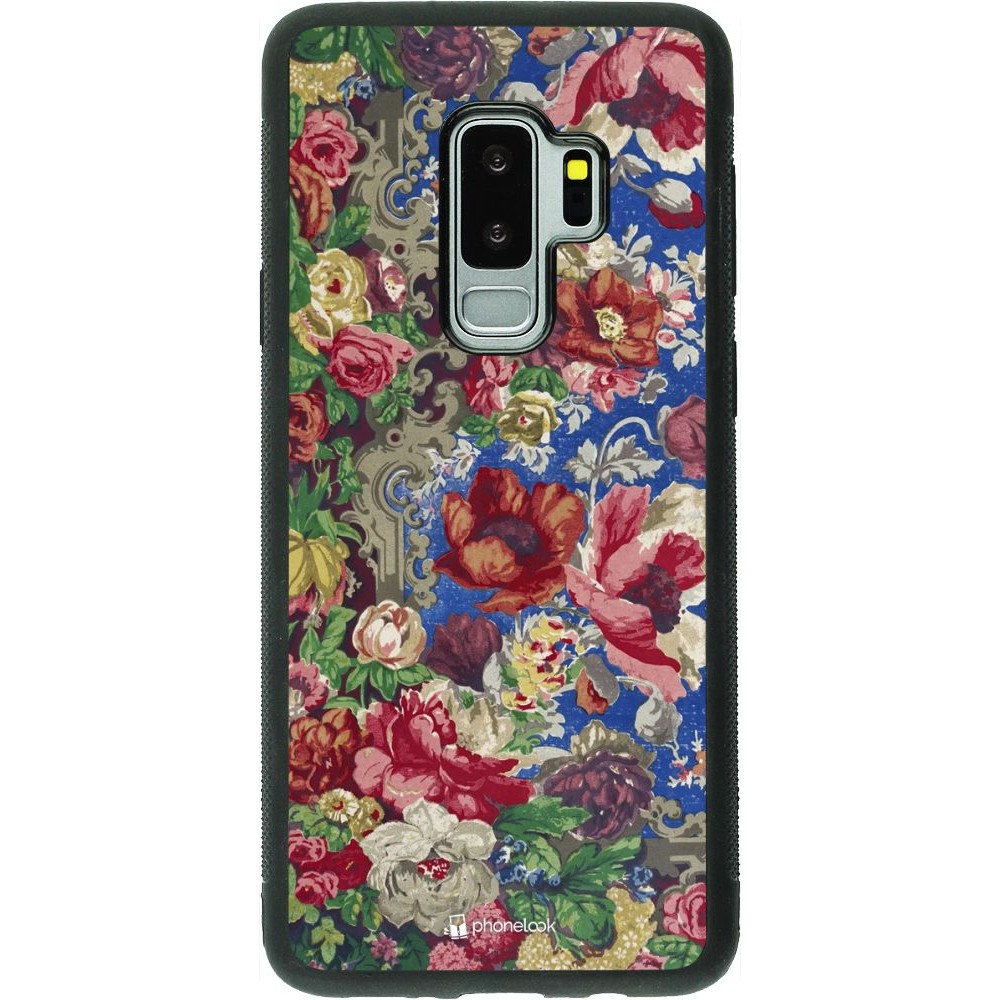 Coque Samsung Galaxy S9+ - Silicone rigide noir Vintage Art Flowers