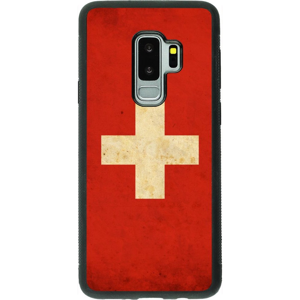 Hülle Samsung Galaxy S9+ - Silikon schwarz Vintage Flag SWISS