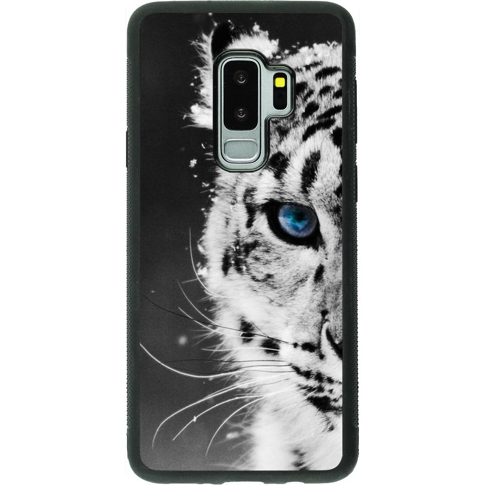 Hülle Samsung Galaxy S9+ - Silikon schwarz White tiger blue eye