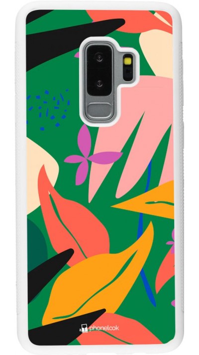 Hülle Samsung Galaxy S9+ - Silikon weiss Abstract Jungle