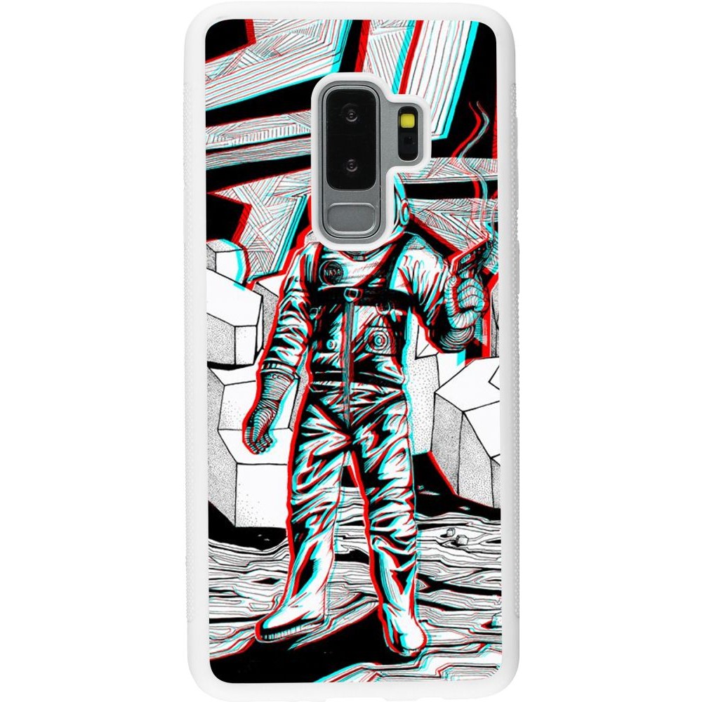 Hülle Samsung Galaxy S9+ - Silikon weiss Anaglyph Astronaut