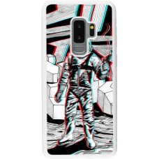 Hülle Samsung Galaxy S9+ - Silikon weiss Anaglyph Astronaut