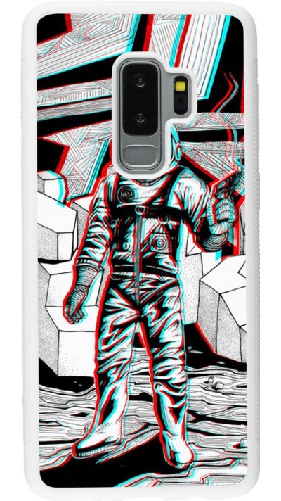 Coque Samsung Galaxy S9+ - Silicone rigide blanc Anaglyph Astronaut