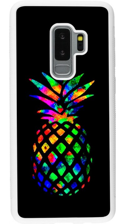 Coque Samsung Galaxy S9+ - Silicone rigide blanc Ananas Multi-colors