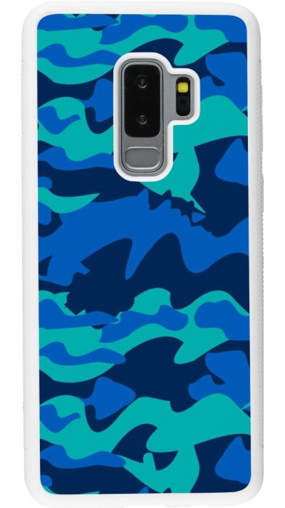 Coque Samsung Galaxy S9+ - Silicone rigide blanc Camo Blue