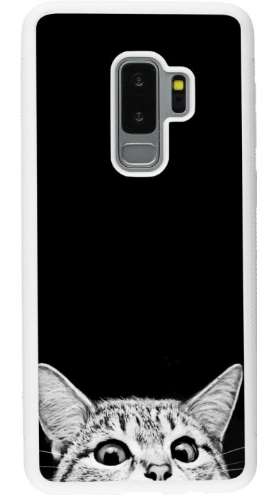 Hülle Samsung Galaxy S9+ - Silikon weiss Cat Looking Up Black