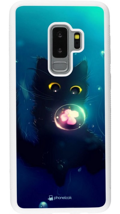 Coque Samsung Galaxy S9+ - Silicone rigide blanc Cute Cat Bubble