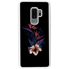 Coque Samsung Galaxy S9+ - Silicone rigide blanc Dark Flowers
