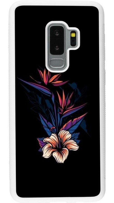 Coque Samsung Galaxy S9+ - Silicone rigide blanc Dark Flowers