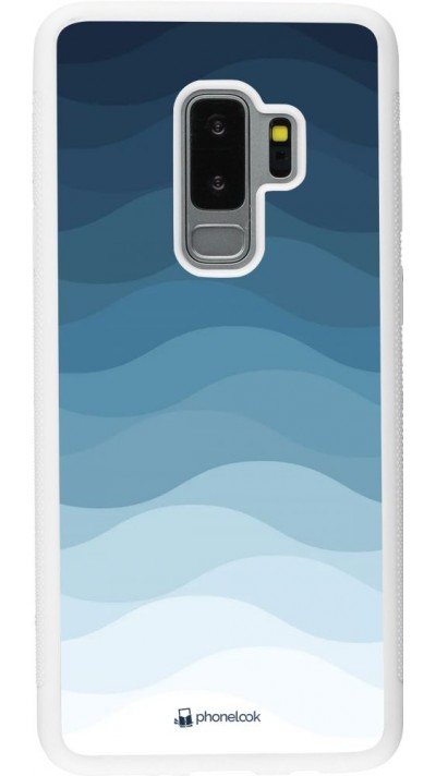 Coque Samsung Galaxy S9+ - Silicone rigide blanc Flat Blue Waves