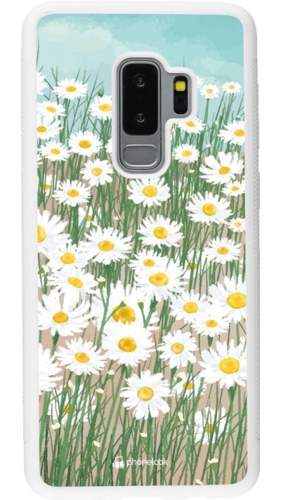 Hülle Samsung Galaxy S9+ - Silikon weiss Flower Field Art