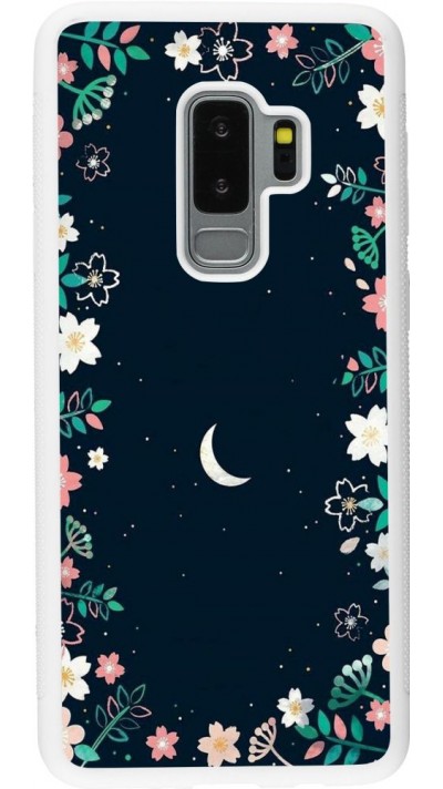 Coque Samsung Galaxy S9+ - Silicone rigide blanc Flowers space