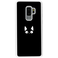 Coque Samsung Galaxy S9+ - Silicone rigide blanc Funny cat on black