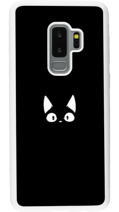 Hülle Samsung Galaxy S9+ - Silikon weiss Funny cat on black