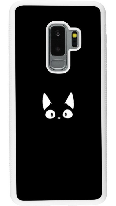 Coque Samsung Galaxy S9+ - Silicone rigide blanc Funny cat on black