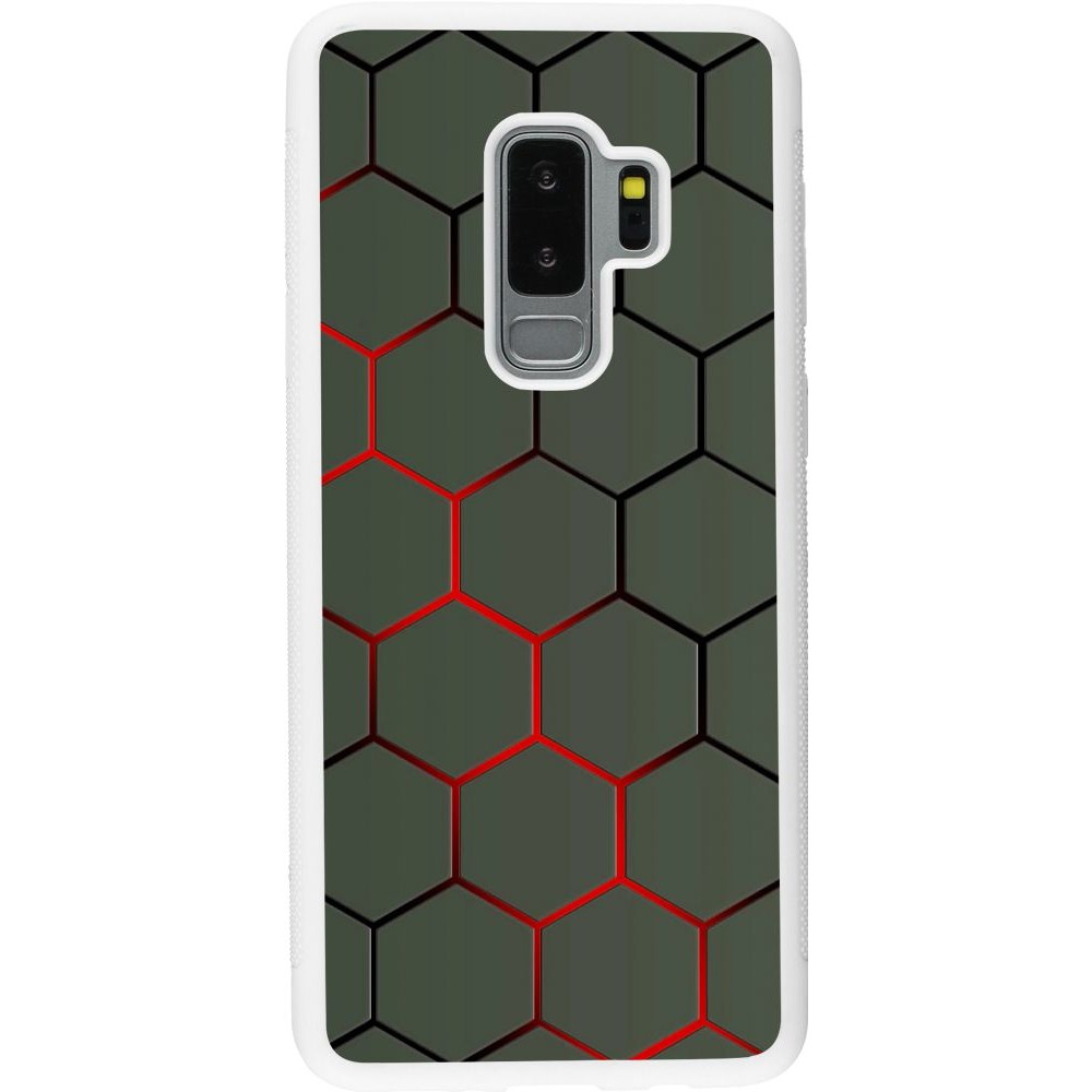 Coque Samsung Galaxy S9+ - Silicone rigide blanc Geometric Line red