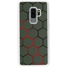 Hülle Samsung Galaxy S9+ - Silikon weiss Geometric Line red