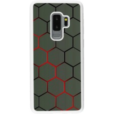 Coque Samsung Galaxy S9+ - Silicone rigide blanc Geometric Line red