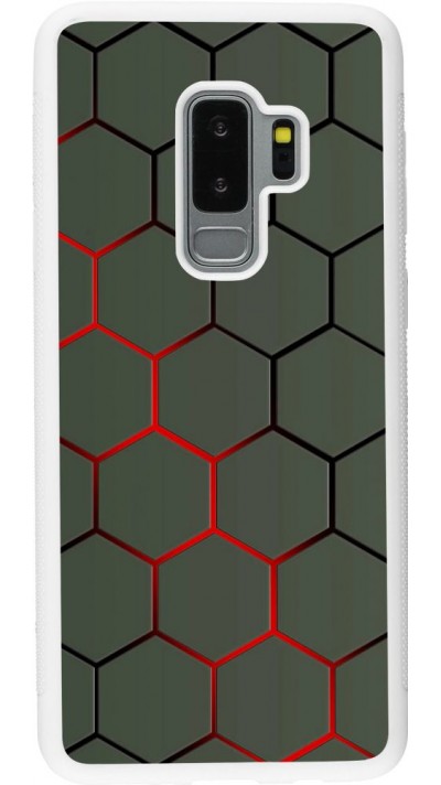 Hülle Samsung Galaxy S9+ - Silikon weiss Geometric Line red