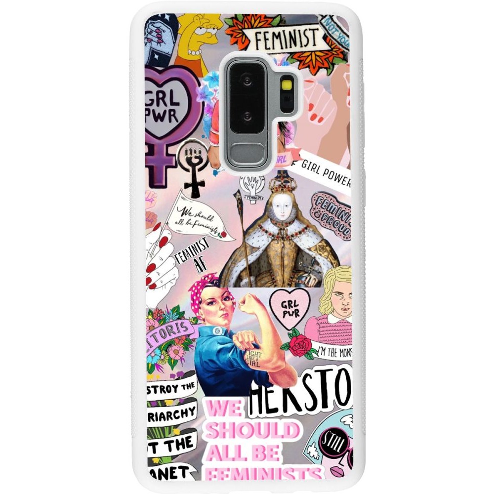 Coque Samsung Galaxy S9+ - Silicone rigide blanc Girl Power Collage