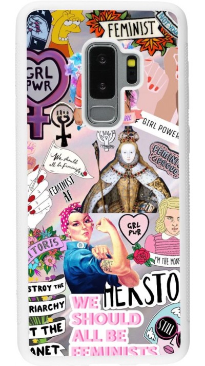 Coque Samsung Galaxy S9+ - Silicone rigide blanc Girl Power Collage