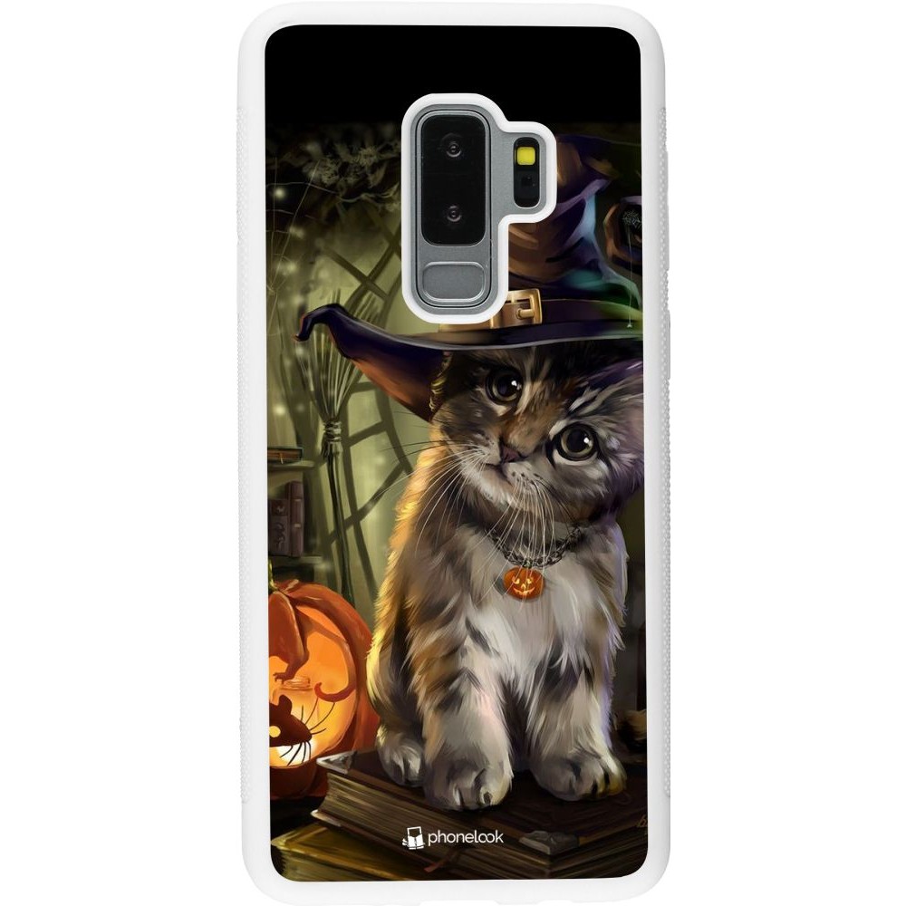 Hülle Samsung Galaxy S9+ - Silikon weiss Halloween 21 Witch cat