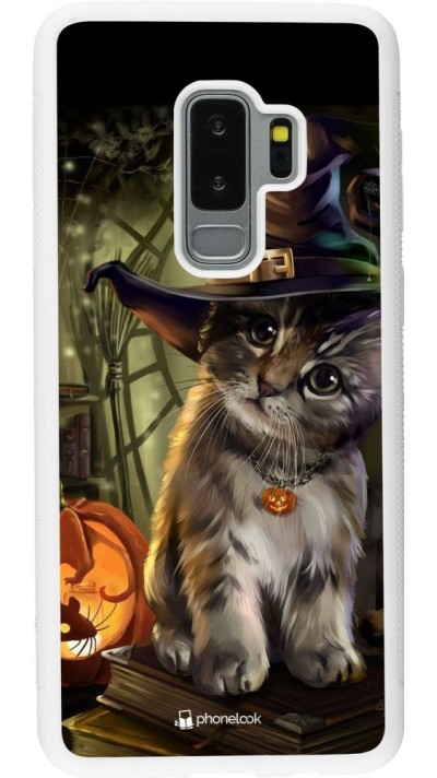 Coque Samsung Galaxy S9+ - Silicone rigide blanc Halloween 21 Witch cat